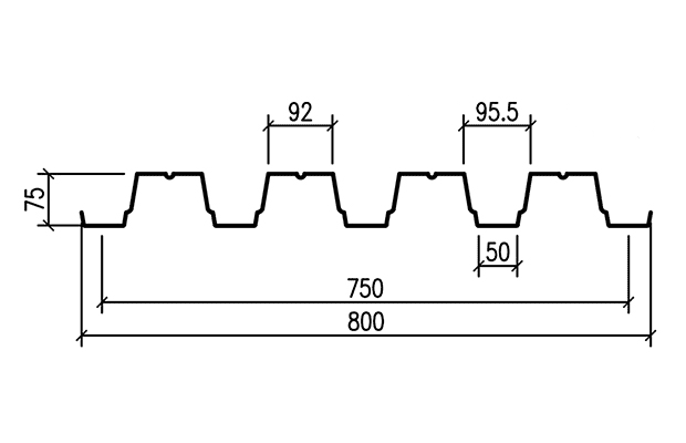 Профнастил н75 чертеж